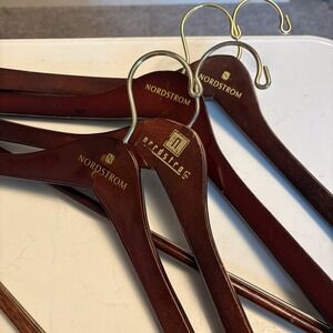 FOUR NORDSTROM Dark Wood Coat Suit Wooden Hangers LOT 3 Suit & 1 Shirt